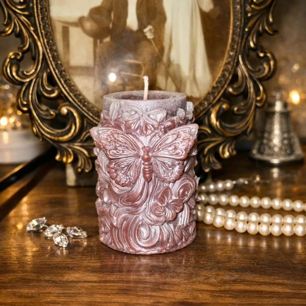 Butterfly Pillar Candle – Handmade Decor